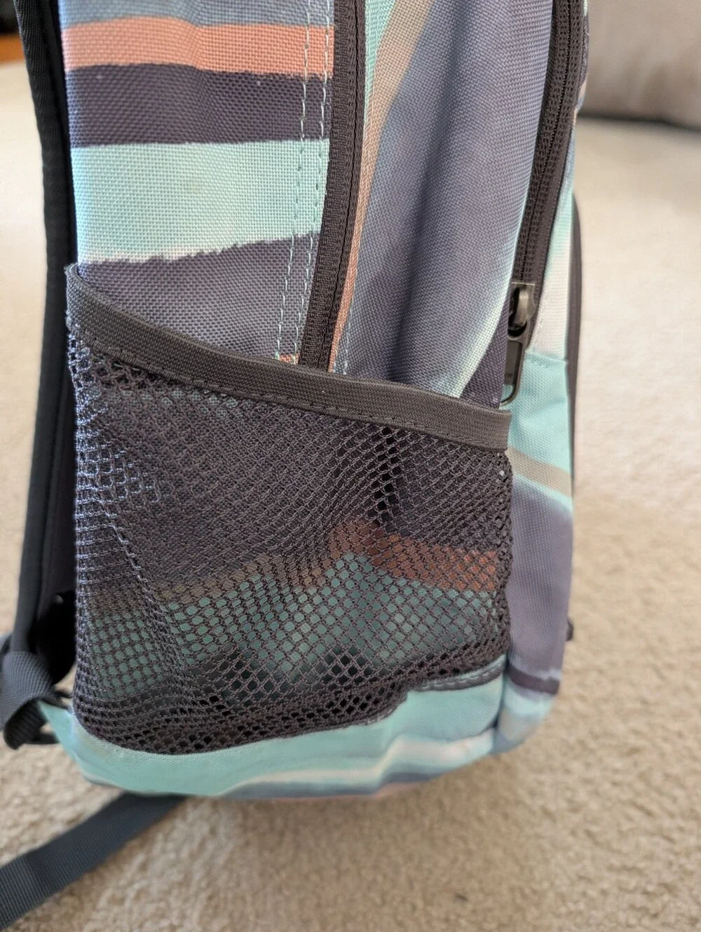 Dakine Teal Striped Backpack With Bringham Young University Kennedy Center Patch